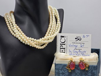 Item 50 Vintage Gay Boyer Necklace And Earrings Set 16.5': Timeless Elegance And Style