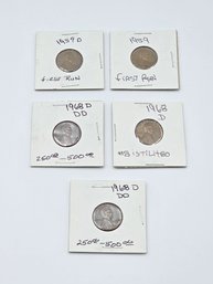 Item 5 Vintage Coin Treasures: Unique Assortment From 1959 & 1968