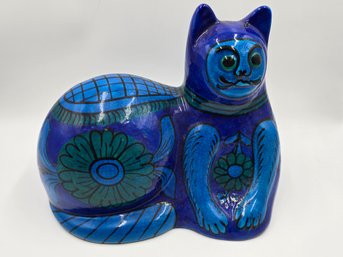 Item 1 Blue Italian Cat  Bitossi 13x8.25 X 10.25 Tall #3592