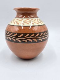 Item 46 Brown Vase With Elegant Design By M. Vinagre 5x5x6'Tall