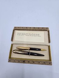 Item 177 Pair Of Eversharp Fountain Pen And Pencil Set With 14K Gold Cap And Nib, 1940s