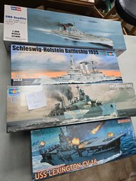 Lot 5 Set Of 4 Model Ships HMS Belfast 1942 (Sealed) Schleswig-Holstein Battleship 1935