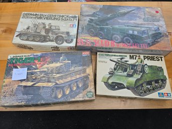 Lot 19 Set Of 4 Models Of Battleground Vehicles And Tank; German 8tonSemi Track 20mm FlakVierling And More...