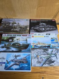 Collection Of Six Model Kits: Military And Naval Models- Airfix Naval Destroyers Of WW2, And Other Items