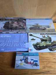 Collection Of Five Model Kits: Military Models-Meng German A7V Tank Krupp And More Items