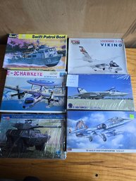 Lot Of 6 Model Ships: Revell Swift Patrol Boat, Minicraft S-3A Viking, LEE E-2C Hawkeye