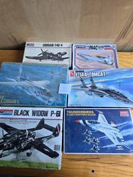 Lot Of 6 Model Kits: Corsair F4U-4, Emhar F94C, Hasegawa A-7E, AMT F-14A Tomcat