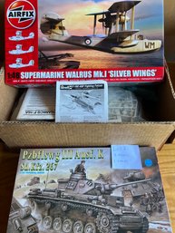 3 Models: Airfix Supermarine Walrus Mk.I 1:48, Revell F-16C-ADF, PzKpfw III Ausf. K 1/35