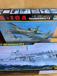 Set Of 2 Models: A-10A Thunderbolt II 1/32 Scale, USS Enterprise CV-6