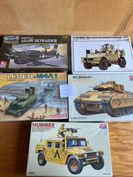 5 Model Kits: Wings Skyraider, M-ATV MRAP, LCM(3)M4A1, M2 Bradley, Hummer