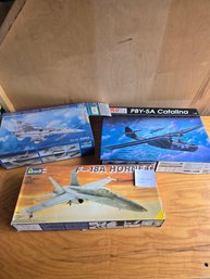 Lot 125 Set Of 3 Model Planes (1 Sealed)-RA-5C Vigilante 1:48 Scale, PBY-5A Catalina, And F-18A Hornet