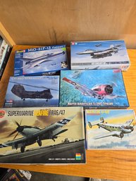 Lot 128 Total Of 6 Pieces Collection Of Aircrafts - (2sealed- Supermarine Seafire FR46/,CH-46D Seaknight And M