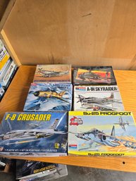 Lot Of 6 Model Planes - Vintage And New Kits - A-1H Skyraider (Model #5213) - 1/48  Plastic Model And More