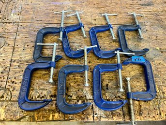 Lot Of 8 Irwin Blue 4 Inch C Clamps