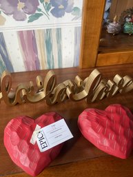 Lot 12 Wooden Heart Shape And Love Table Decor