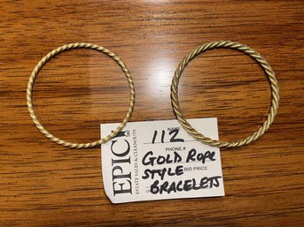 Lot 112 2 Pcs. Golden Rope Style Bracelet