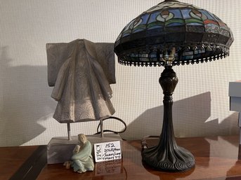 Lot 152 Sculpture Of Man/lamp/ Tiffany Style