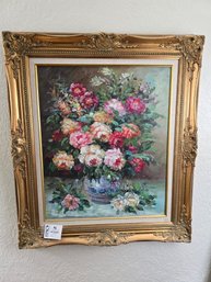 Lot 150 Gold-Framed Floral Painting: Dimensions 28x32'