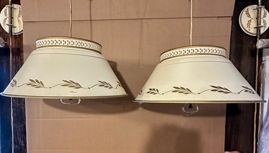 Pair Of Mid Century Swag Hanging Lamps