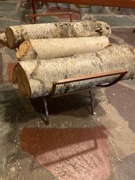 Hand Made Metal Log Holder And Birch Logs