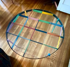 Multi Color Iron Glass Top Coffee Table In The Style Of Gio Ponti