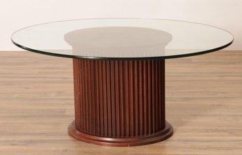 Glass Top Coffee Table On Pedestal