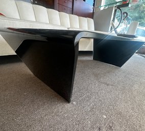 Beautiful Modern Black Glass Waterfall Style Coffee Table