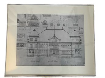 Framed Vintage Architectural Blueprint