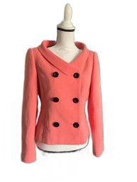 Calvin Klein Double Breasted Coral Pink Suit Jacket Wide Jackie O - Style Collar