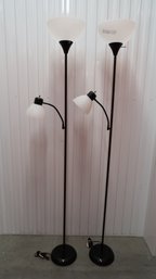 Set Of Two Combo Floor Lamps With Reading Light