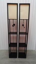 Set Of Two Box Floor Lamps With Shelving