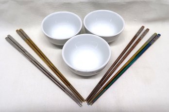 Dipping Bowls With Stainless Steel Chopsticks