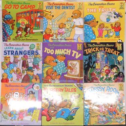 9 Berenstain Bears Books Including Messy Room, Nursery Tales, Strangers, Dentist, And More!