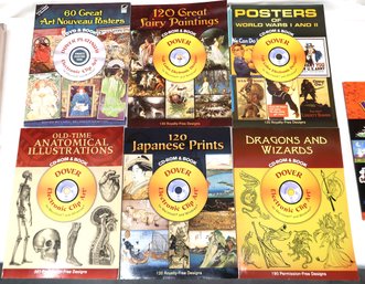 6 Dover Books With Disks Clip Art: Fairy, Art, Anatomy, Japanese Prints, Dragons & Wizards, World Wars