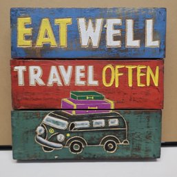 Eat Well Travel Often Carved Wood Wall Art