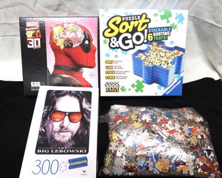 Puzzles And Sorting Tray Set Including Deadpool And Big Lebowski