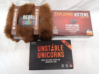 Card Games: Bears Vs Babies, Exploding Kittens, Unstable Unicorns