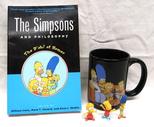 The Simpsons Collection Book Of Homer Philosophy, Mug, And 3 Miniature Bobble Head Figures