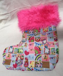 Shopkins Stocking With Hot Pink Fuzzy Cuff