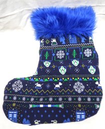 Doctor Who / Tardis Stocking With Blue Fuzzy Cuff