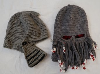 Knit Hats Pook Octotoque  & Crocheted Knight Helm W/ Visor