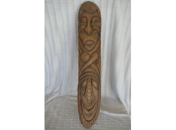 Tall Tribal Wall Carving - Faces