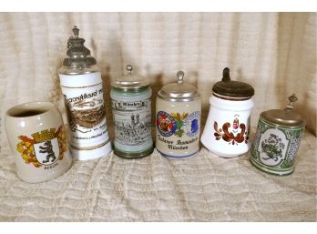 Lot Of 6 Beer Steins