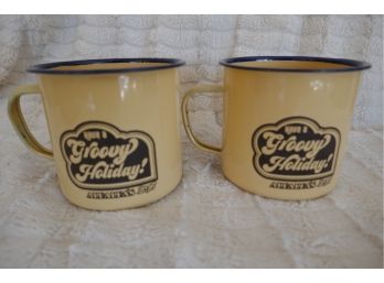 Alfalfa's Market Groovy Holiday! Enameled Metal Mugs