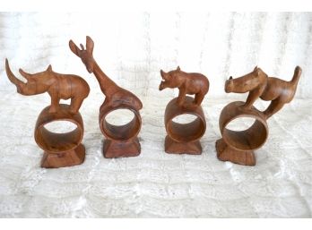 Set Of 4 African Animal Napkin Rings