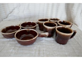 8 Piece McCoy Pottery Brown Drip Glaze