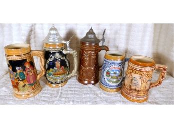 Lot Of 5 Beer Steins