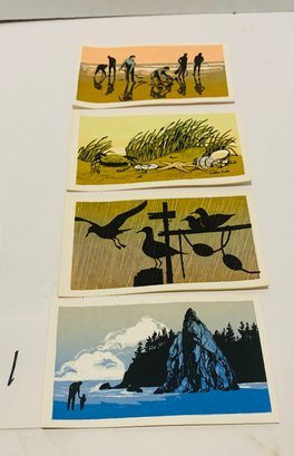4 Designed & Hand Printed Walton Butts Notes Along The Beach Prints #1
