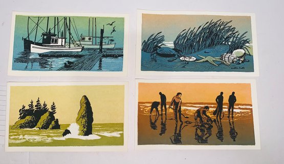 Set Of Four Walton Butts Prints Hand Done By Artist