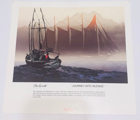 Elton Bennett Journey Into Silence Silk Screen Print From 1991 Calendar